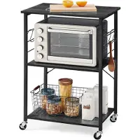LTPRTZ Estante para cocina con ruedas - Carro con bandeja - Organizador de cocina - Con 6 ganchos - 40 x 60 x 89 cm