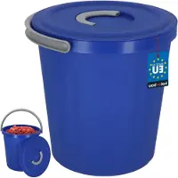 LTPRTZ Caja con tapa - Contenedor de almacenamiento - Uso universal - Material de PVC duradero - 15 litros - Azul oscuro