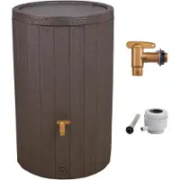 LTPRTZ Regenton Completo - Almacenamiento de agua - Jardinería sostenible - Diseño con aspecto de madera - 220 litros - Color marrón
