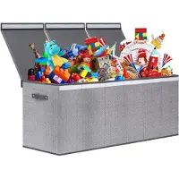 LTPRTZ Caja de almacenamiento con tapa - Cofre de almacenamiento para niños - Para guardar juguetes - Con separadores internos removibles - 147 litros - Gris