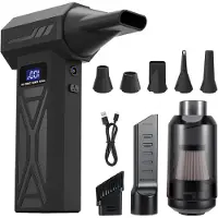 LTPRTZ Soplador de aire eléctrico – Batería – Limpieza de ordenadores – 2 en 1 – Alto rendimiento – 4 velocidades – Negro