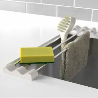 LTPRTZ Estante para la cocina, ideal para colocar sobre el fregadero. Organizador ajustable, perfecto para ordenar la cocina. Diseño extensible, hasta 55 cm. Color blanco