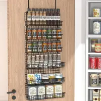 LTPRTZ Organizador para especias - Estante de almacenamiento para la cocina - Organización para la cocina - 6 niveles, diseño que se adhiere a la puerta - Dos tamaños - Negro
