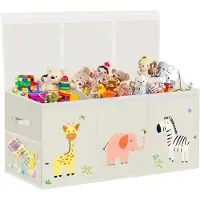 LTPRTZ Caja de almacenamiento con tapa - Cesta para juguetes - Organización de espacios - Incluye separador - Capacidad de 130 litros - Color beige