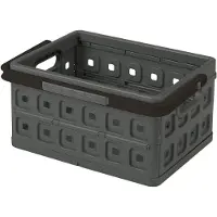 LTPRTZ Caja de almacenamiento plegable - Caja plegable - Transporte seguro - Plegable para ahorrar espacio - 24 litros - Color antracita