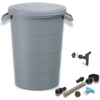 LTPRTZ Regenton - Depósito de agua para jardín - Almacenamiento sostenible de agua - Incluye boquilla y grifo - 80 litros - Gris