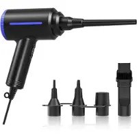 LTPRTZ Soplador eléctrico de hojas - Soplador de aire para limpieza - Ideal para limpiar equipos - 2 velocidades ajustables - Cable de 10 metros - Color negro