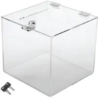 LTPRTZ Caja de donaciones de acrílico - Caja para rifas/votaciones - Recolección de fondos - Con cerradura - 20 x 20 x 20 cm - Transparente