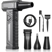 LTPRTZ Soplador eléctrico de hojas - Mini soplador - Para limpieza de superficies - 4 velocidades ajustables - 200.000 RPM - Color negro