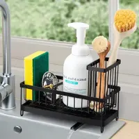 LTPRTZ Organizador de fregaderos - Organizador de cocina - Cocina de limpieza - Sistema de drenaje automático - 23,5 x 10,5 x 16 cm - Negro