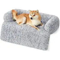 Markenlos Cama para perros de felpa - Manta para perros, ideal para proteger los muebles - Película TPU impermeable - 110 x 95 cm - Color gris degradado