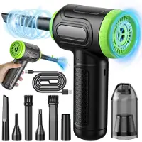 LTPRTZ Soplador eléctrico para hojas - Aspiradora - Limpieza de aparatos - 2 en 1 (sopla y aspira) - 7600 mAh - Negro y verde