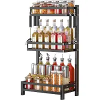 LTPRTZ Estante para especias - Organizador de hierbas aromáticas - Organización de la cocina - Diseño estable de pie - 32 x 20 x 40 cm - Negro