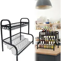 LTPRTZ Estante para hierbas de pie - Organizador de cocina - Almacenamiento para la cocina - Sin necesidad de taladrar - 42,5 x 25,5 x 41 cm - Negro