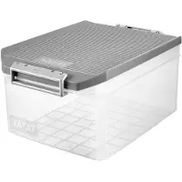 LTPRTZ Caja de almacenamiento - Contenedor de almacenamiento - Organización del hogar - Resistente a golpes y libre de BPA - 14 litros - Gris