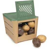 LTPRTZ Soporte para patatas - Caja de almacenamiento para verduras - Organizador de cocina - Orificios de ventilación - 3 litros - Color marrón