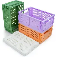 LTPRTZ Cajas plegables para almacenamiento - Set de cajas plegables - Organización del hogar - Apilables, ahorran espacio - 4 unidades de 25 cm - Multicolor