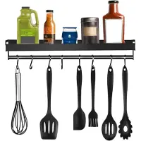 LTPRTZ Estante para la cocina - Soporte de pared - Organización de espacios - Sin necesidad de taladrar - 40 cm - Negro