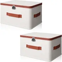 LTPRTZ Caja de almacenamiento con cerradura - Caja con cierre - Almacenamiento seguro - Cerradura con combinación numérica - 2 unidades de 30x20x14 cm - Blanco