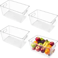 LTPRTZ Contenedores de almacenamiento para refrigerador - Organizador de alimentos - Organización de la cocina - Apilables, diseño transparente - 4 unidades, 25,5 cm - Transparente