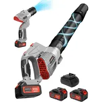 LTPRTZ Soplador de hojas inalámbrico - Herramienta eléctrica - Para limpiar el jardín - Modo turbo: 1189 m³/h - 2 baterías de 4.0Ah - Color negro