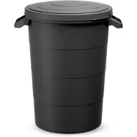 LTPRTZ Contenedor de plástico con tapa - Cubo de plástico - Almacenamiento de agua - Asas prácticas - 80 litros - Color antracita