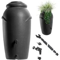 LTPRTZ Regenton Kunststof - Depósito de agua de lluvia - Para riego de jardín - Estilo antiguo - 210 litros - Color antracita
