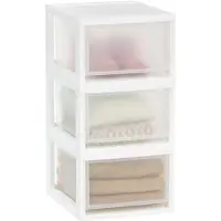 LTPRTZ Juego de cajas de almacenamiento - Contenedores transparentes apilables - Para organizar todo - Diseño apilable - 3 unidades - Blancas