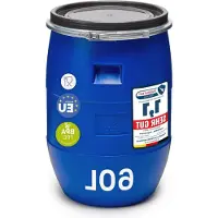 LTPRTZ Recipiente de recogida de agua de lluvia - Depósito para almacenar agua - Amplia abertura - 60 litros - Gris