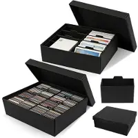 LTPRTZ Caja de almacenamiento para fotos - Tapa para álbum de fotos - Para organizar objetos - Con 8 compartimentos - 34 x 27 x 12 cm - Negra