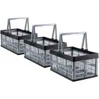 LTPRTZ Caja plegable - Caja de almacenamiento con asas - Para crear orden - Apilable, ahorra espacio - 3 unidades de 16 litros - Gris