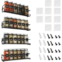 LTPRTZ Estante para especias - Organizador de cocina - Almacenamiento para la cocina - Instalación sin taladrar - 1,13 kilogramos - Negro