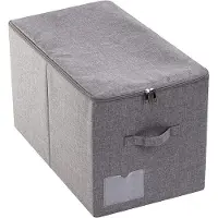 LTPRTZ Caja de almacenamiento plegable - Contenedor con tapa - Almacenamiento de ropa de invierno - Resistente y mantiene su forma - 56 x 32 x 33 cm - Gris oscuro