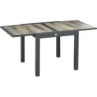 Moonbite Mesa extensible de 160 cm, mesa para terraza con aspecto de madera y estructura de aluminio, patas antideslizantes, tablero de 5 mm de grosor, aluminio, color beige