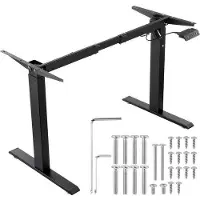 Latios Bureauframe - Estructura ajustable eléctricamente para escritorio de pie y sentado - Altura: 70-117 cm - Ancho: 95-158 cm - Solo la estructura - Color negro