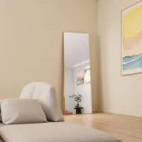 Moonbite Espejo cosmético rectangular de vidrio templado, con marco de aluminio , de 162 x 53 cm, con un diseño elegante y moderno, ideal para dormitorios o baños