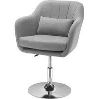 Moonbite Silla giratoria , con altura ajustable de 44,5 a 57 cm, sillón giratorio de diseño retro con cojín lumbar, silla compacta ideal para el teletrabajo, fabricada en poliéster, color gris