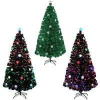 LILIIN Árbol de Navidad artificial , 120 cm, con fibra óptica LED y adornos de copos de nieve. Árbol de Navidad con 120 puntas, 12 LEDs, color verde, fabricado en PVC, con base de metal