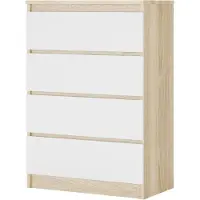 LTPRTZ Mueble de almacenamiento con puertas - Cómoda - Organización de espacios - 4 cajones, 2 puertas - 70 cm de ancho - Roble Sonoma/Blanco