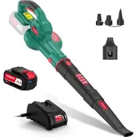 LTPRTZ Accu Bladblazer: Soplador de hojas para jardín. Ideal para limpiar hojas. Ligero y ergonómico. Velocidad: 223 km/h. Color: verde