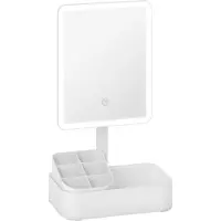 Novavision Espejo de maquillaje con iluminación, recargable, giratorio 180°, espejo de cosméticos LED con 2 modos de iluminación, color blanco
