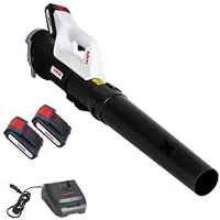 LTPRTZ Accu Bladblazer - Soplador de hojas a batería - Para eliminar hojas - Ventilador axial - Incluye 2 baterías - Color: negro y gris