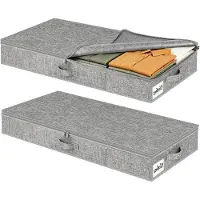 LTPRTZ Cajas de almacenamiento para debajo de la cama - Bolsas para edredones - Ahorro de espacio - Asas reforzadas - 2 unidades de 86 cm - Gris
