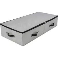 LTPRTZ Caja de almacenamiento bajo la cama - Caja organizadora - Para guardar objetos - Base reforzada - 90x42x18 cm - Gris oscuro