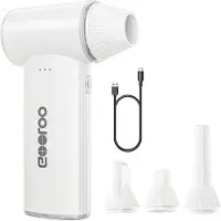 LTPRTZ Soplador eléctrico de hojas: para soplar aire, limpiar dispositivos. 3 velocidades ajustables. Batería de 5000 mAh. Color: blanco