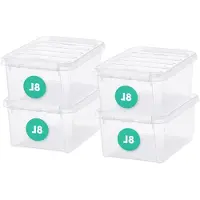 LTPRTZ Cajas de almacenamiento con tapa - Juego de cajas organizadoras - Para organizar el hogar - Apilables y encajables - Juego de 4 unidades de 8 litros - Transparente