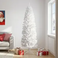 Syfax Árbol Navideño Artificial Delgado 240 cm PVC y Acero Blanco
