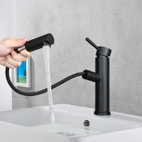 ZMH Grifo para baño, grifo para lavabo, grifo de pared, color negro, grifo con ducha, grifo extensible, grifo mezclador, grifo de agua fría de alta presión, grifo para baño