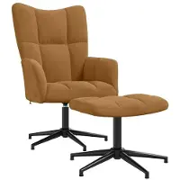 vidaXL Sillón de relax con reposapiés, color marrón, tapizado en terciopelo ()