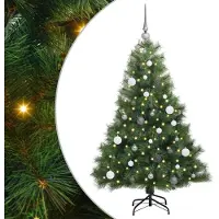 vidaXL Árbol de Navidad artificial plegable, color verde, 150 cm, fabricado con PE y PVC